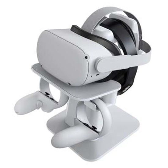 KIWI design VR Stand Compatible with Quest/Quest 2/Rift/Rift S/GO/HTC Vive/Vive Pro/Valve Index VR Headset and Touch Controllers, White